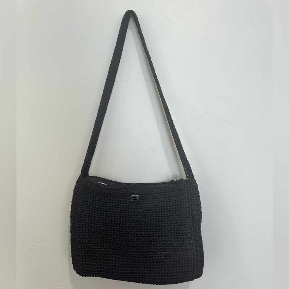The Sak Black Crochet Shoulder Bag 90s Minimalist Y2K‎ Knit Purse